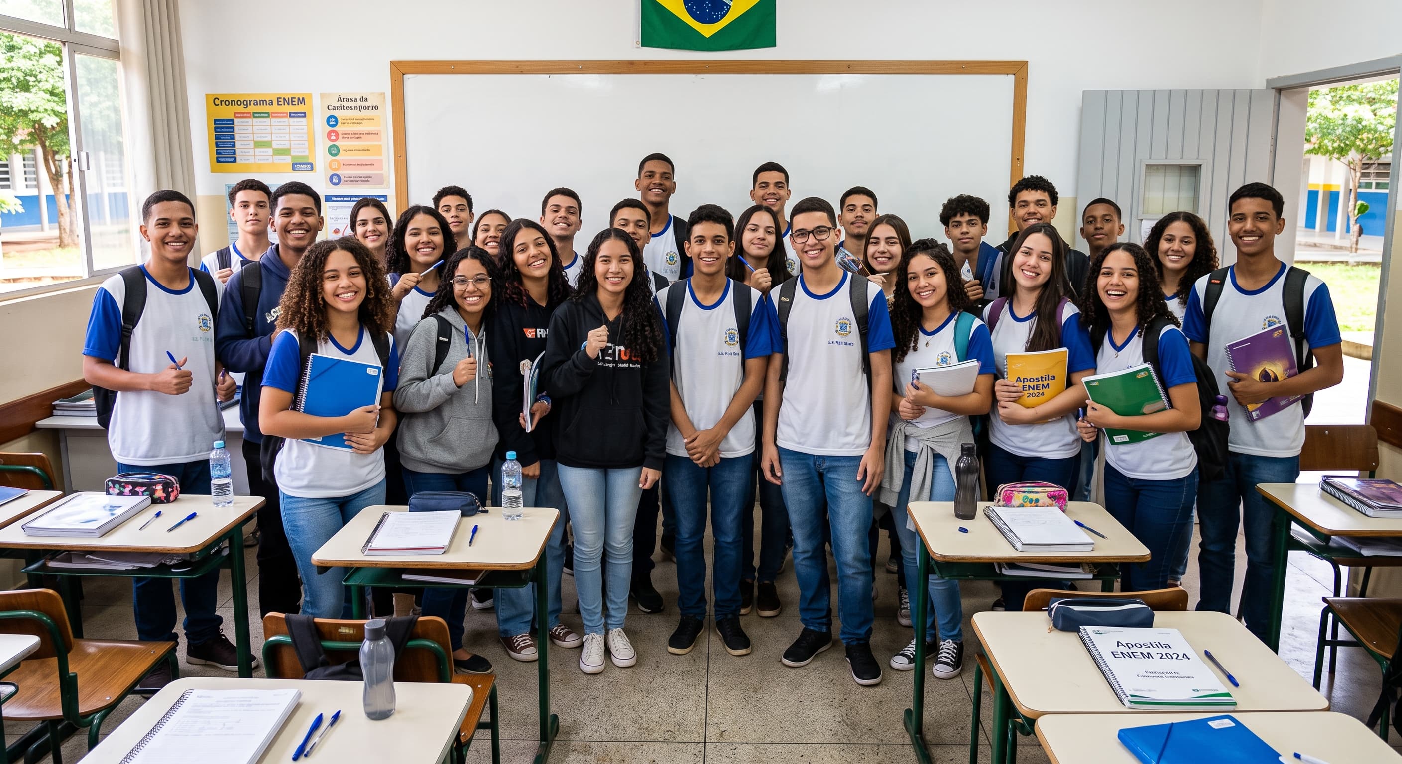 Estudantes da turma preparatória para o ENEM