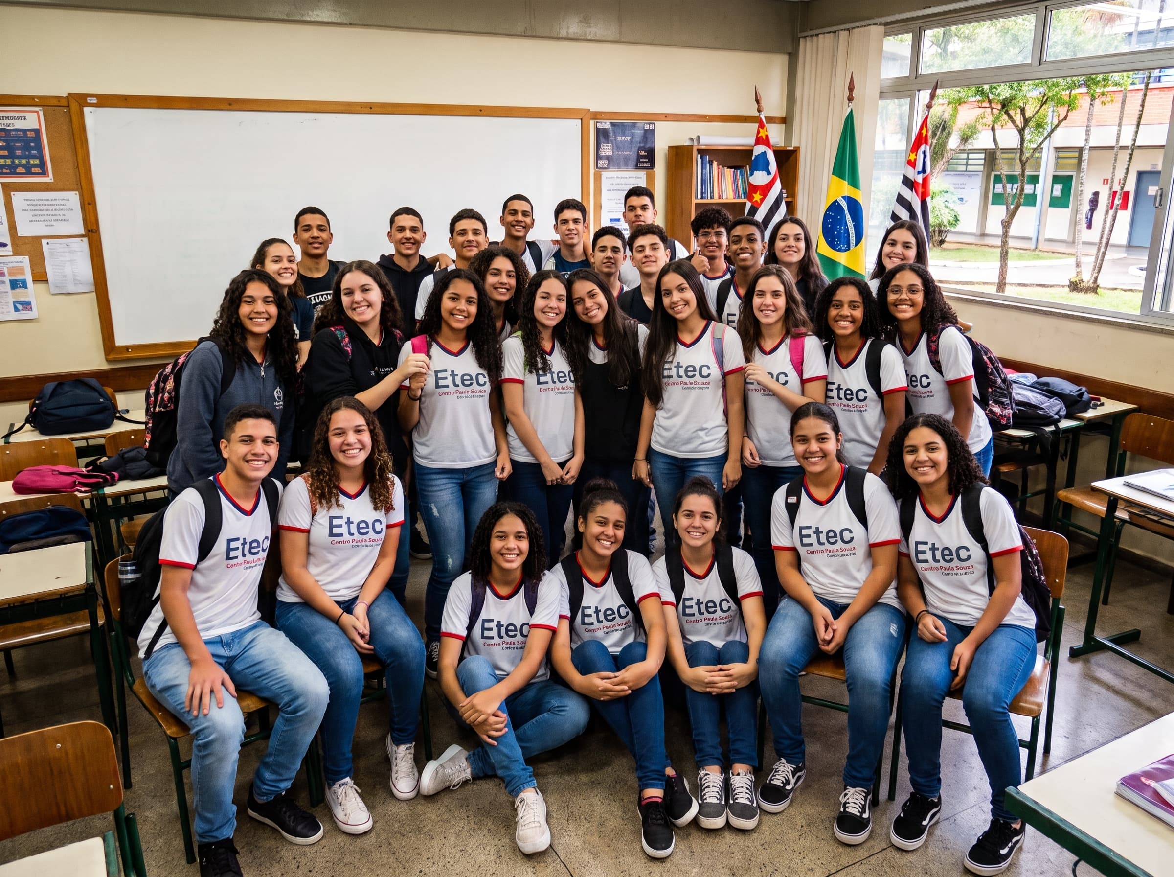 Estudantes da turma preparatória para a ETEC